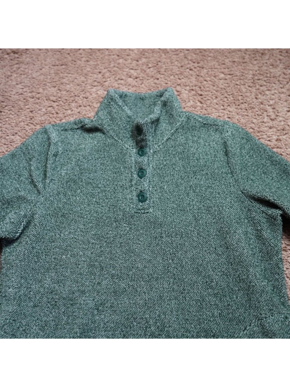 Eddie Bauer Fleece Sweatshirt Womens S Green Long Sleeve 1/4 Button Pullover Coz - Picture 3 of 9